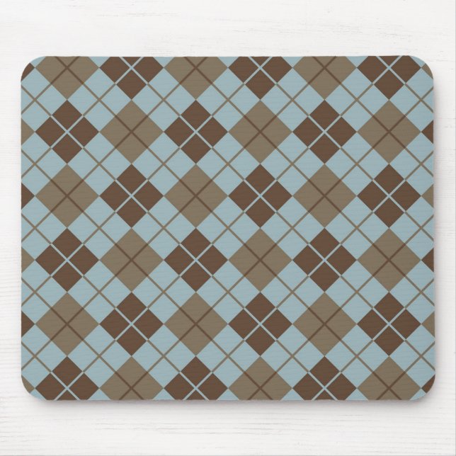 Argyle-Muster in Blau und Taupe Mousepad (Vorne)