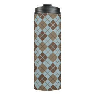 Argyle-Muster in Blau und Taupe Thermosbecher