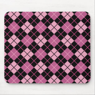 Argyle-Muster in Schwarz und Pink Mousepad