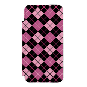 Argyle-Muster in Schwarz und Rosa Incipio Watson™ iPhone 5 Geldbörsen Hülle