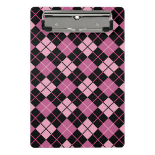 Argyle-Muster in Schwarz und Rosa Mini Klemmbrett