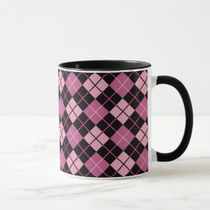Argyle-Muster in Schwarz und Rosa Tasse