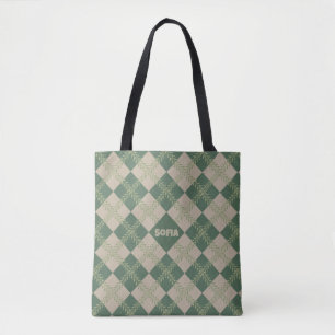 Argyle-Muster Name grün rote Tasche