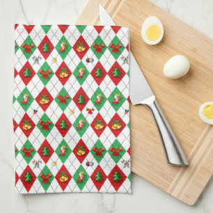 Argyle-Muster Weihnachten Geschirrtuch
