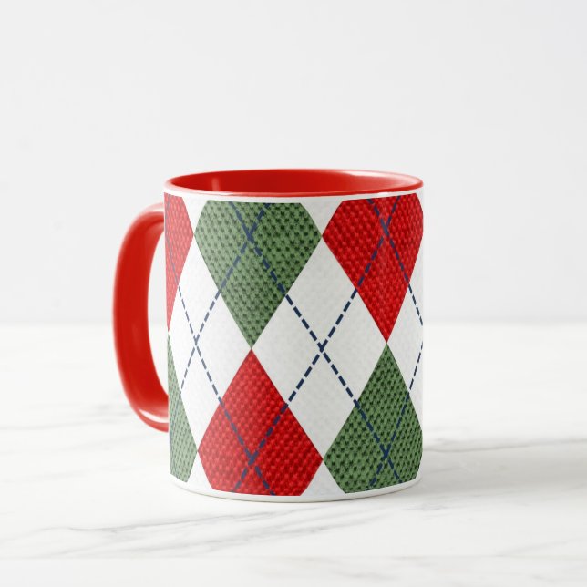 Argyle pattern red and green tasse (Vorderseite Links)