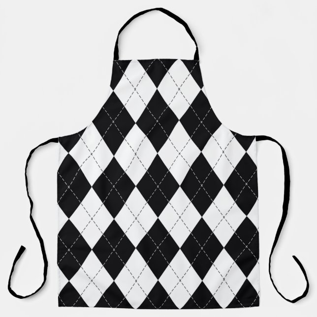 Argyle pattern seamless in black and white. Geomet Schürze (Vorderseite)