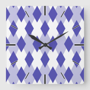 Argyle Plaid Pattern_4A46B0 Quadratische Wanduhr