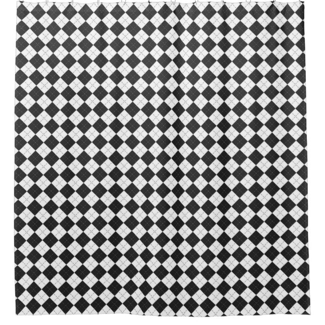 Argyle plaid. Scottish pattern in white and black  Duschvorhang (Vorderseite)