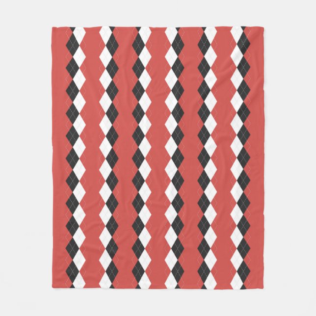 Argyle plaid. Scottish pattern in white,  black an Fleecedecke (Vorderseite)