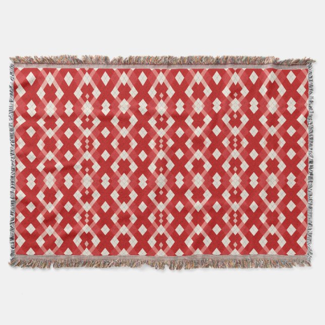 Argyle, rot weiß rosa Valentinstag  Decke (Vorderseite)