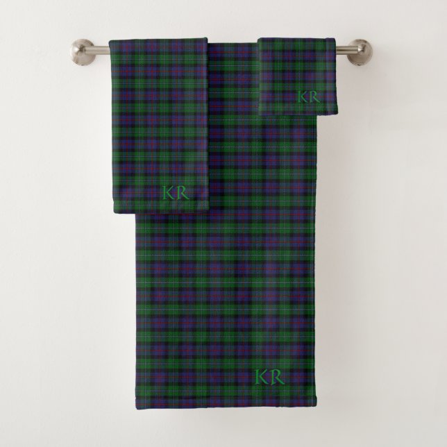 Argyll District Tartan mit Monogramm/Initialen Badhandtuch Set (Insitu)