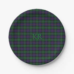 Argyll District Tartan mit Monogramm/Name Pappteller