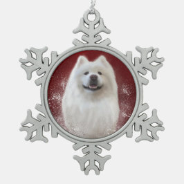 Ari the Samoyed Schneeflocken Zinn-Ornament