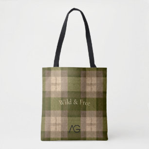 Aria G Olive & Weizen Rustikales Karomuster Vol 70 Tasche