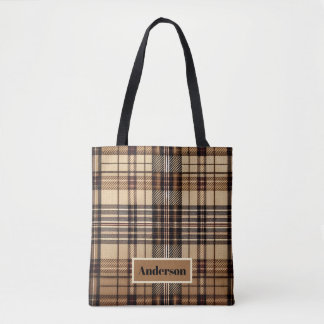 Aria Grace Kamel-Erbe Britisches Tartan mit Namen Tasche
