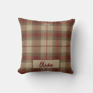Aria Grace Olive & Wheat Rustikales Karomuster Nam Kissen