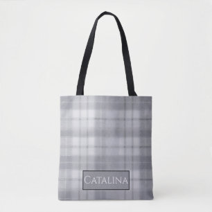 Aria Grace Silver Frost Winter Karo Muster Name Tasche