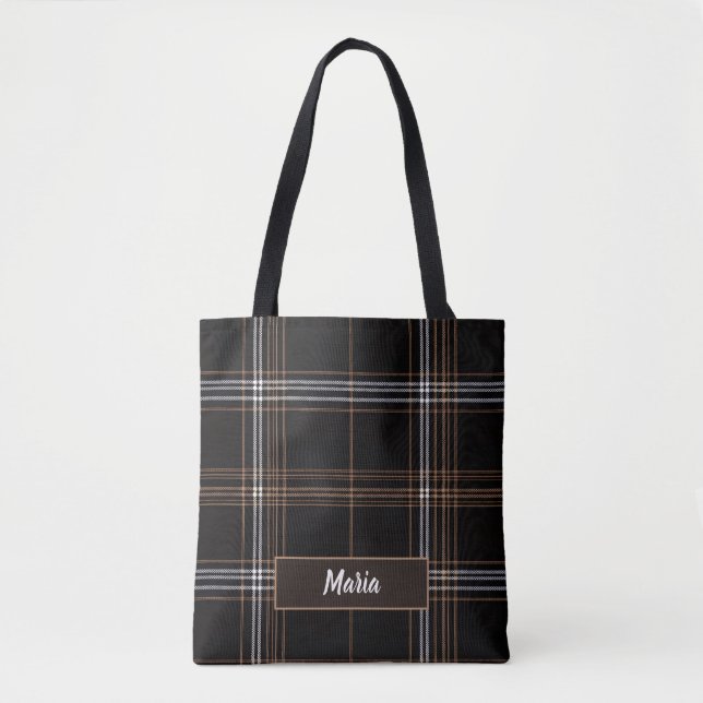 Aria Grace Urban Copper Grid Karomuster Name Tasche (Vorderseite)