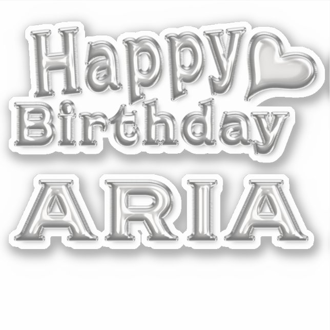 Aria Happy Birthday silver Aufkleber Sticker (Vorderseite)