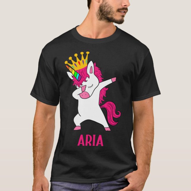 ARIA Personalisiertes Dabbing Einhorn Königin T -  T-Shirt (Vorderseite)