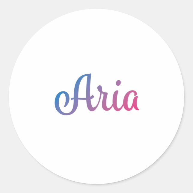 Aria Stylish Cursive Runder Aufkleber (Vorderseite)