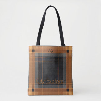 Aria Urban Copper Grid Plaid Pattern City Explorer Tasche