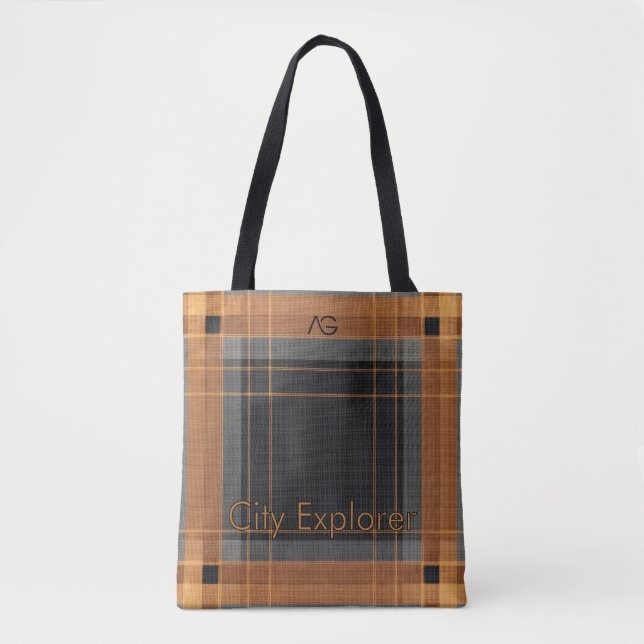 Aria Urban Copper Grid Plaid Pattern City Explorer Tasche (Vorderseite)