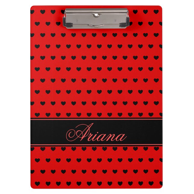 Ariana - Individuelle Name-Vorlage, rot und schwar Klemmbrett (Vorderseite)