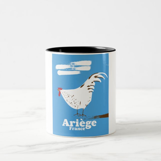Ariège France Reiseplakat. Zweifarbige Tasse (Mittel)
