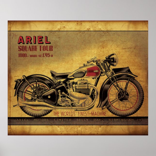 Ariel Quadrat vier Vintage Motorräder Poster (Vorne)