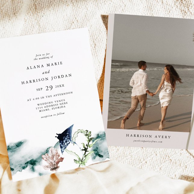 ARIEL Tropical Ocean Corean Manta Ray Beach Foto Einladung (Von Creator hochgeladen)