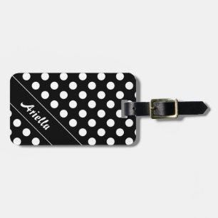 Ariella Name Template Elegant Black Big Polka Punk Gepäckanhänger
