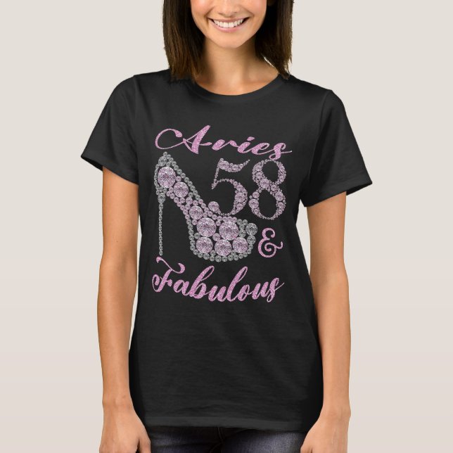 Aries 58 & fabelhaft Funkelnd High Heels 58. Happ T-Shirt (Vorderseite)