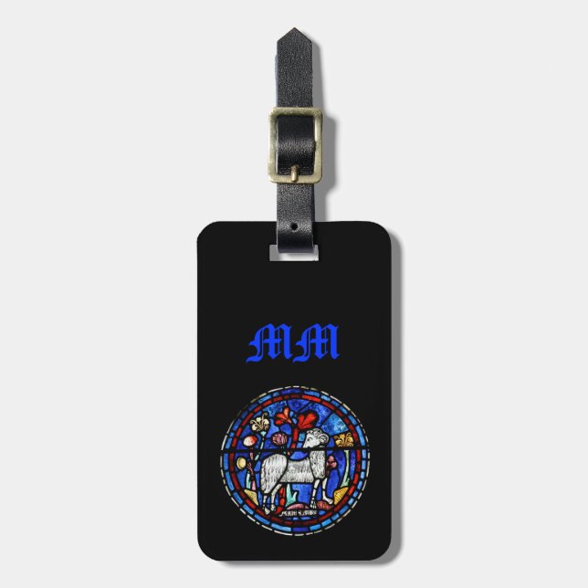 Aries Astrology Gothic Festglasspundmarke Gepäckanhänger (Vorderseite vertikal)