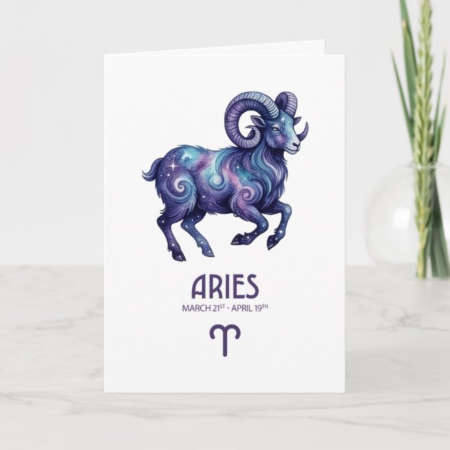 Aries Birthday Card Feiertagskarte (Vorderseite)