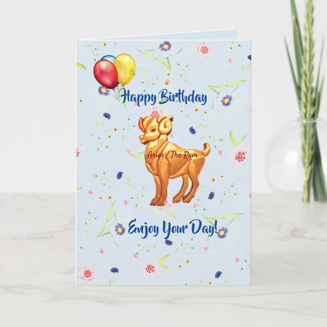 Aries Birthday (März 21. - 19. April) Card Karte (Vorderseite)