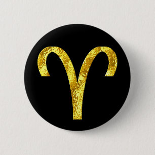 Aries Black Gold Button