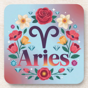 Aries Blume Edelsteine Plastik-Untersetzer-Set Getränkeuntersetzer