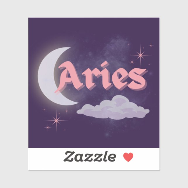 Aries Celestitic Ästhetische Dreamy Moon Cloud Sta Aufkleber (Blatt)