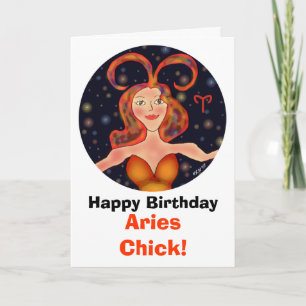Aries Chick Birthday Card Karte