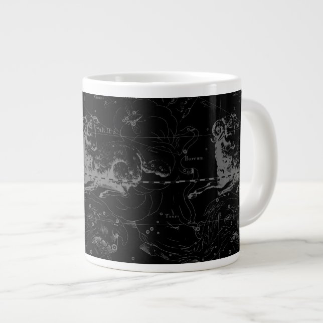 Aries Constellus Hevelius Vintag auf Black Jumbo-Tasse (Vorderseite Rechts)