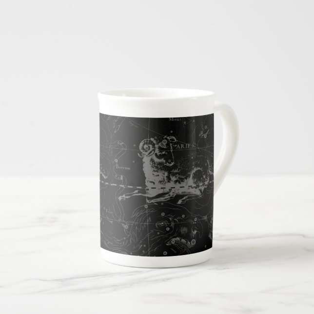 Aries Constellus Hevelius Vintag auf Black Prozellantasse (Vorderseite Rechts)