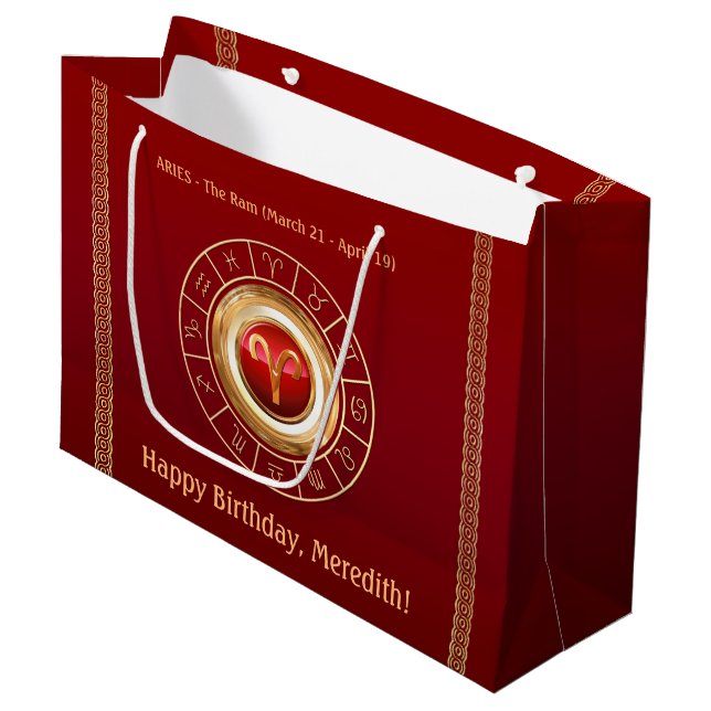 Aries - Die riesige Zodiac-Signatur für große Gesc Geschenktüte (Vorderseite Schrägansicht)