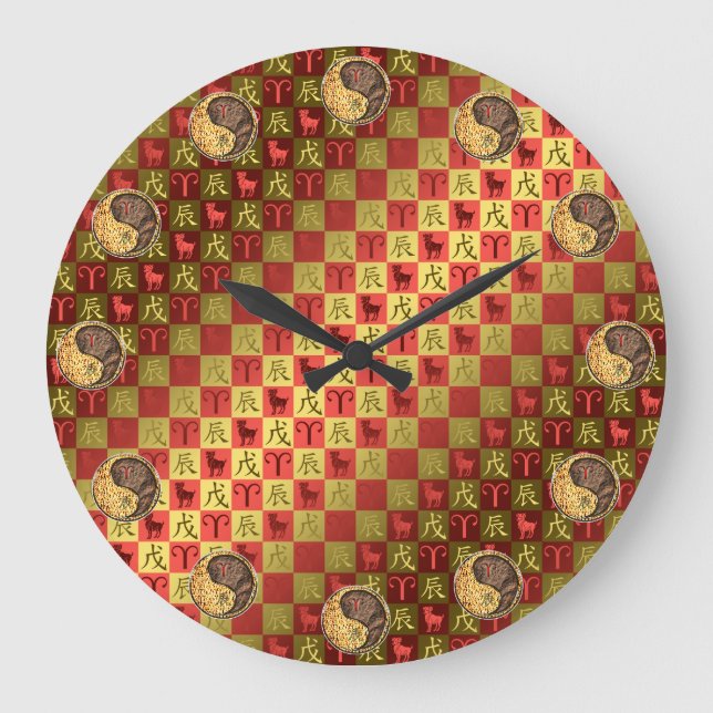 Aries & Earth Dragon Große Wanduhr (Vorderseite)