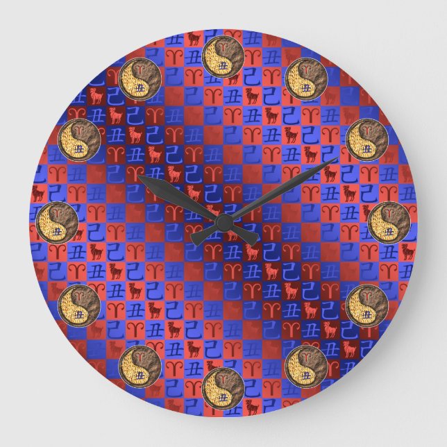 Aries & Earth Ox Große Wanduhr (Vorderseite)