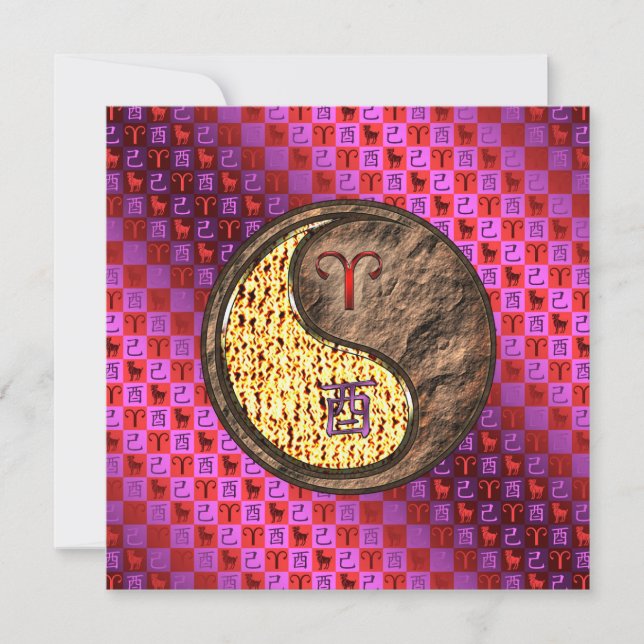 Aries & Earth Rooster Karte (Vorderseite)