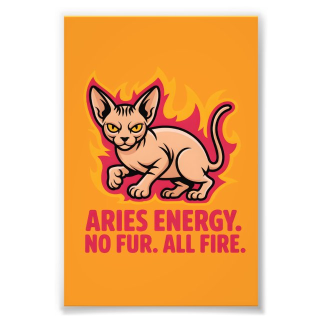 Aries Energy Sphynx Cat Fire Illustration Fotodruck (Vorne)