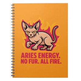 Aries Energy Sphynx Cat Fire Illustration Notizblock