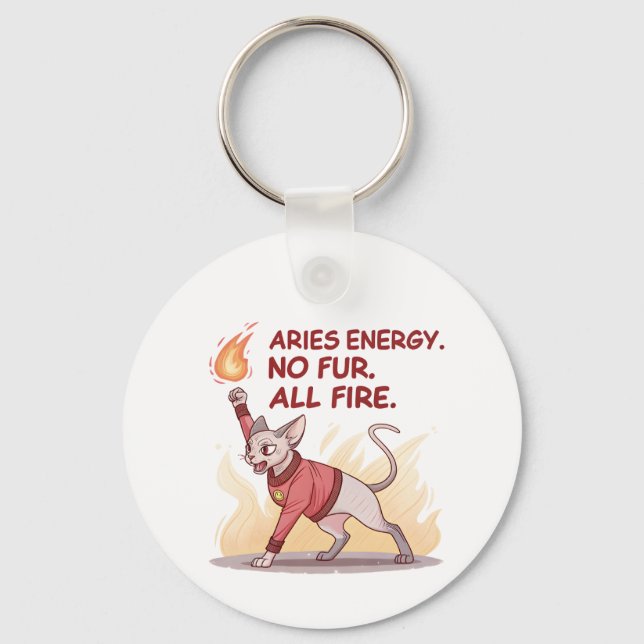 Aries Energy Sphynx Cat No Fur All Fire Art Schlüsselanhänger (Vorderseite)