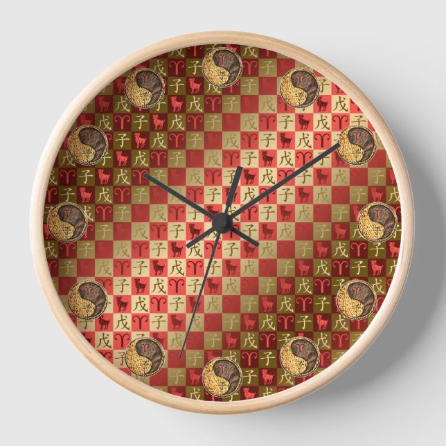 Aries & Erde Ratte Puzzle Uhr (Vorderseite)